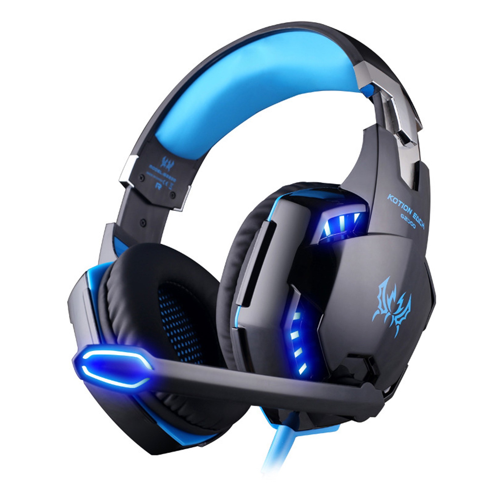 G2000 Gaming Headset Immersive Audio, Noise Cancelling Mic, LED Lights, Soft Memory Earmuffs