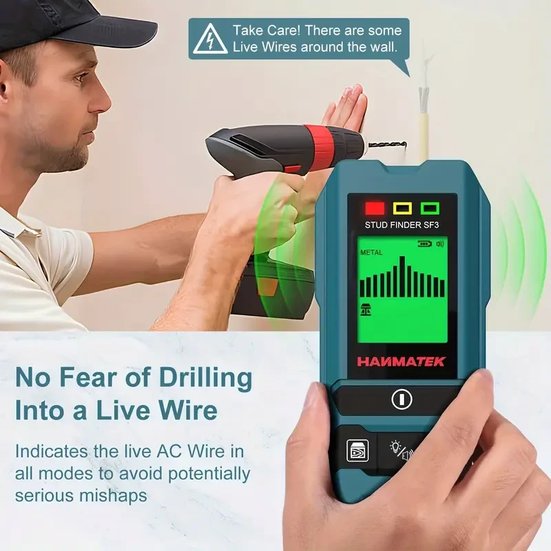 HANMATEK SF3 Stud Finder Wall Scanner with Audio Alarm & HD LCD Display