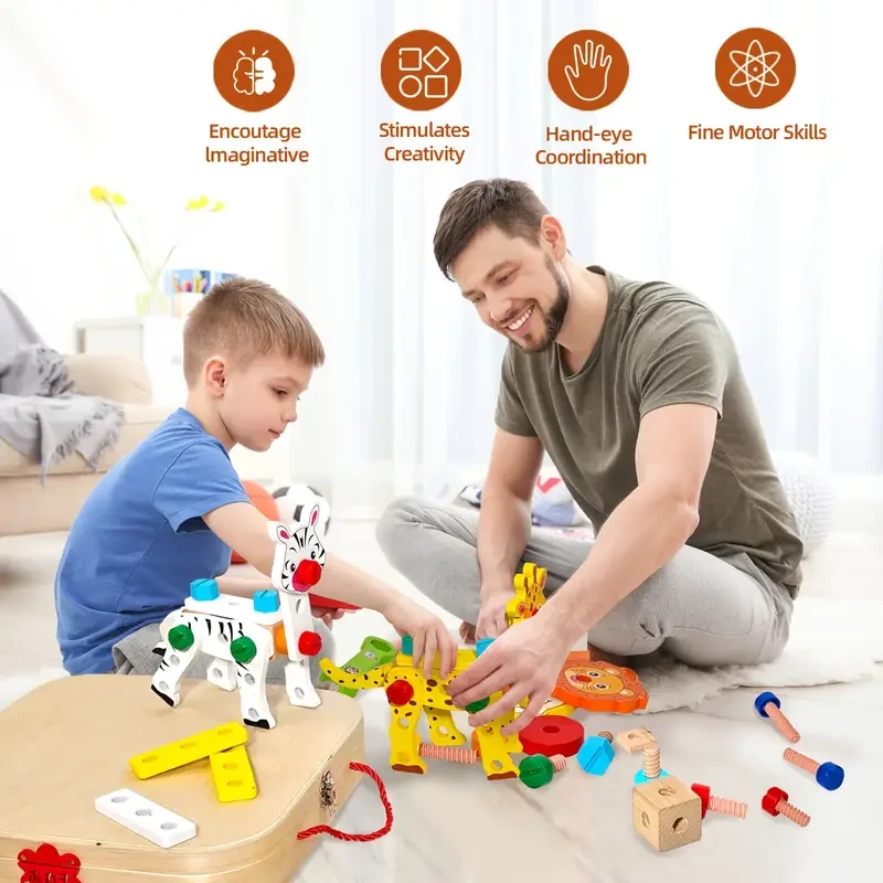 Animal Assembly Toolbox - Fun Wooden Tool Toy