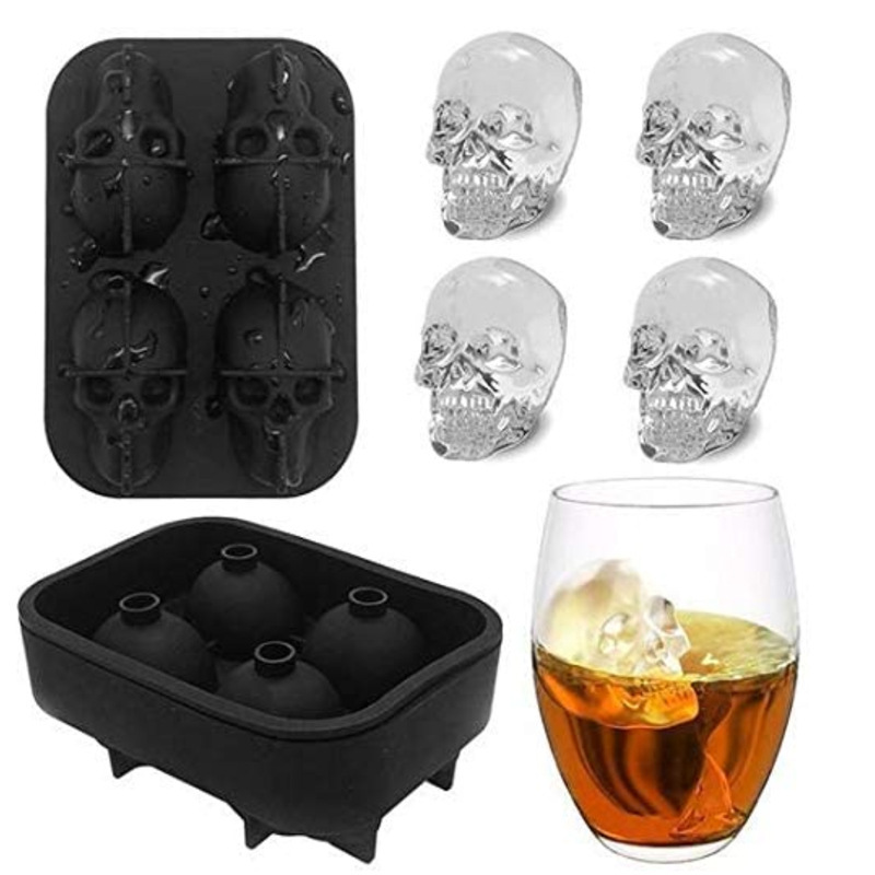 Skull Ice Tray Mold Silicone Ice Box Ice Cube Mold Bar DIY Mold Kitchen Bar Ice Making Tools Ice Cream Ice Cube Molds