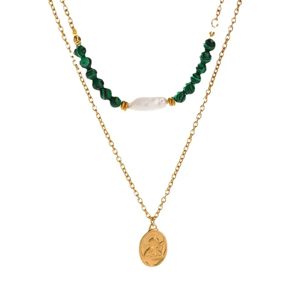 Fashion Double-layer Portrait Pendant Necklace