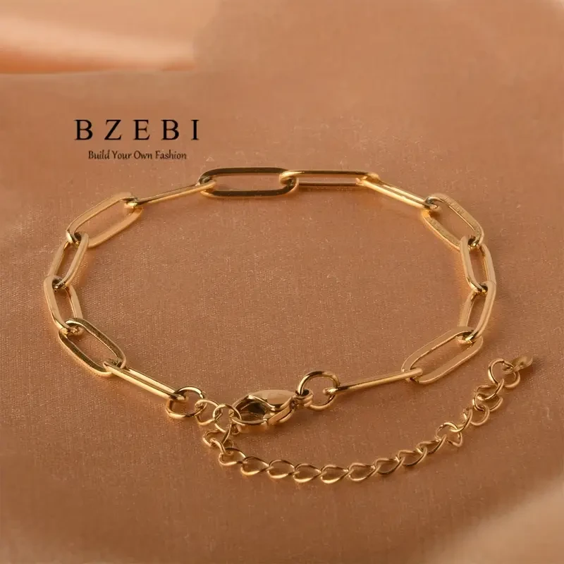 BZEBI Adjustable Golden Link Bracelet for Women