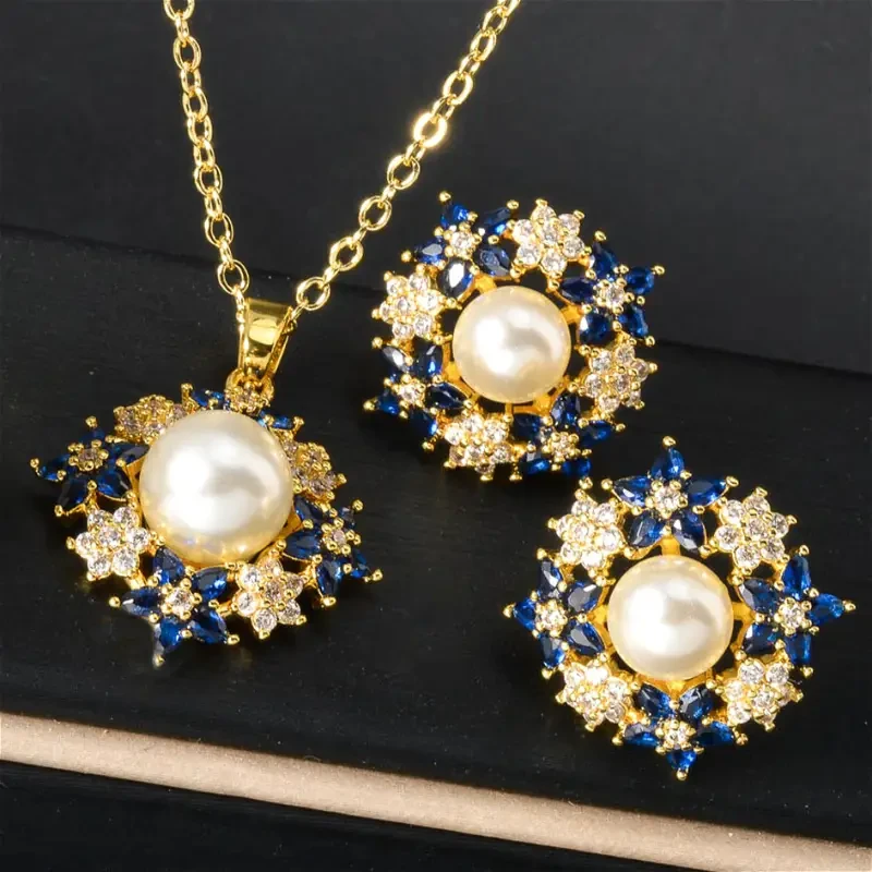 One Necklace Pendant + One Pair of Earrings Women's Wedding Jewelry Set