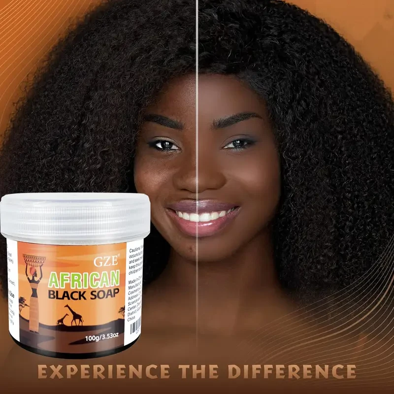 GZE African Black Soap Bar Paste Body Wash Set