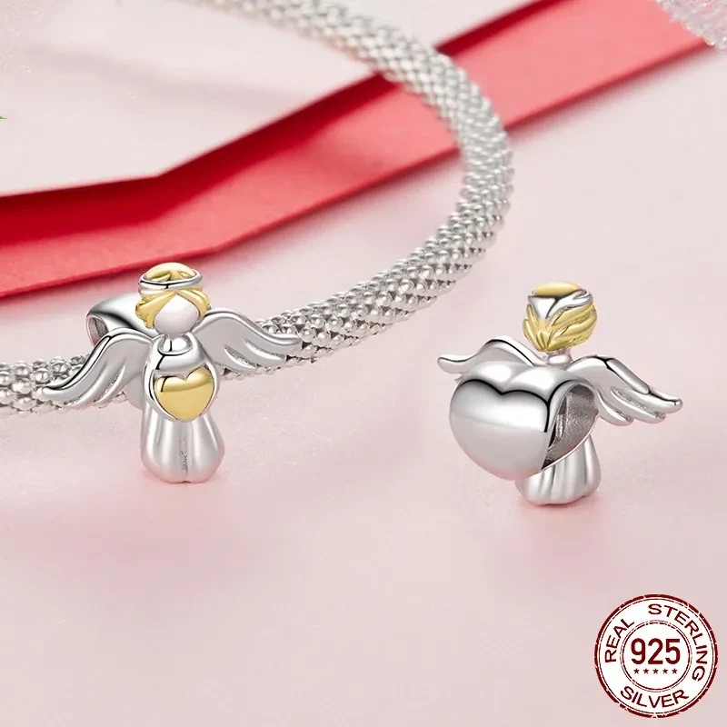 Sterling Silver Gold-plated Angel Guardian Beads