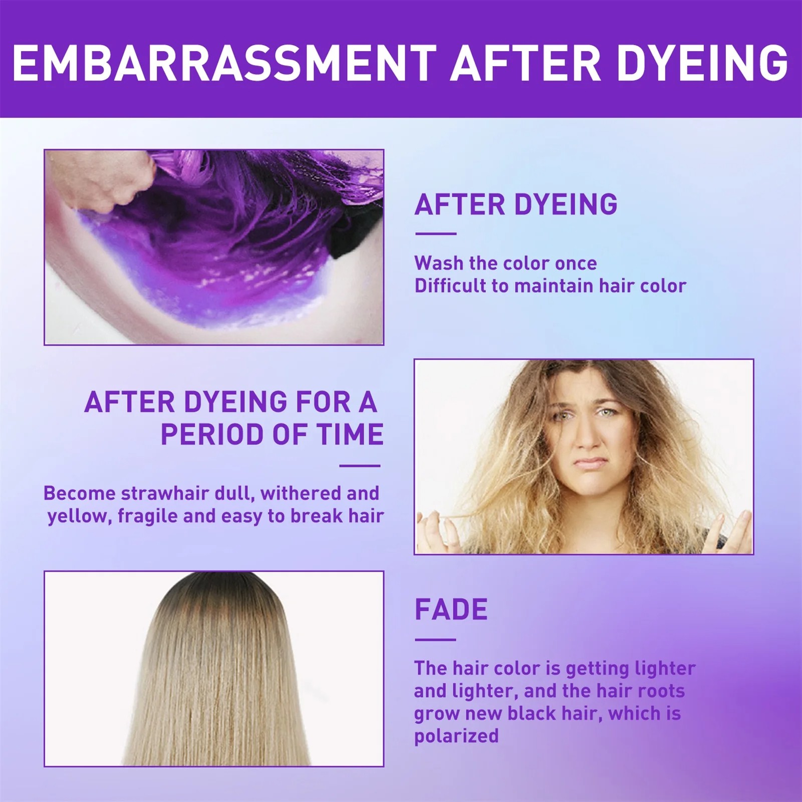 Color Fixing Shampoo for Fading Yellow After Bleaching Care and Grey Hair Color Lock
