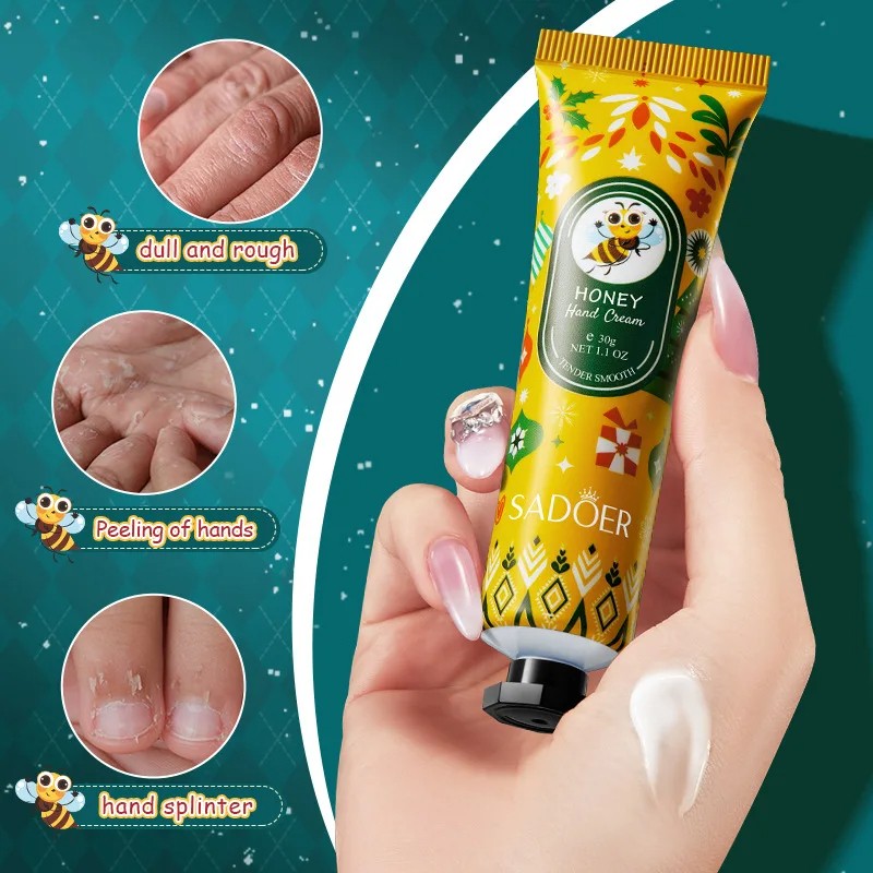 SADOER Honey Hand Cream  Moisturizing, Brightening, and Repairing for Dry, Cracked Hands