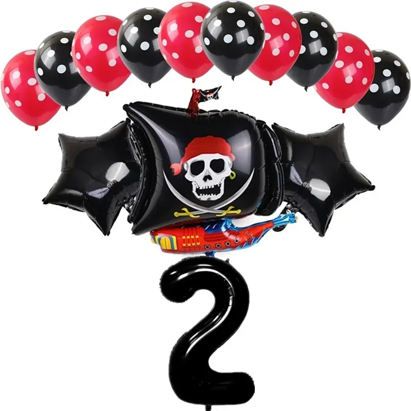 Ship Aluminum Foil Balloon Black Red Boy Girl Happy Birthday Party