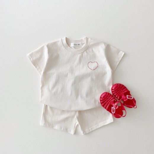Boys And Girls Heart Shape Printed Pure Cotton Suit