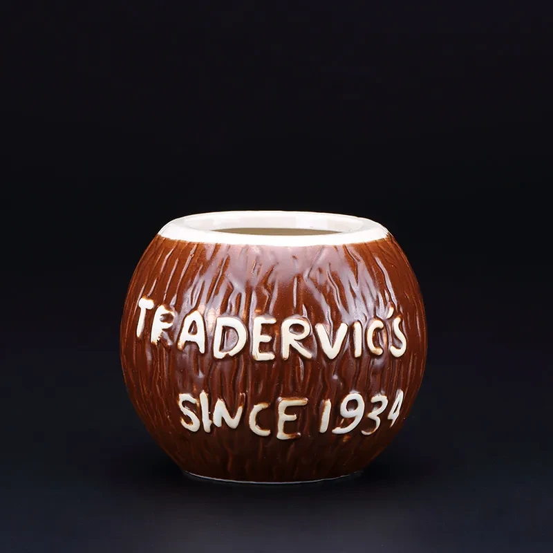 Hawaiian Coconut Ceramic Tiki Personality Cocktail Glass