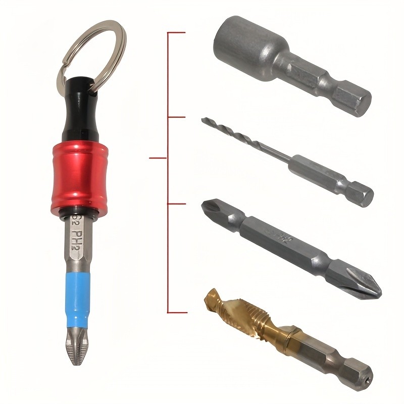 6pcs/Set 1/4" Hexagonal Shank Screwdriver Head Holder Extension Rod Key Chain Adapter Drill Bit Hand-held Drill Bit Holder For Electric Screwdrivers