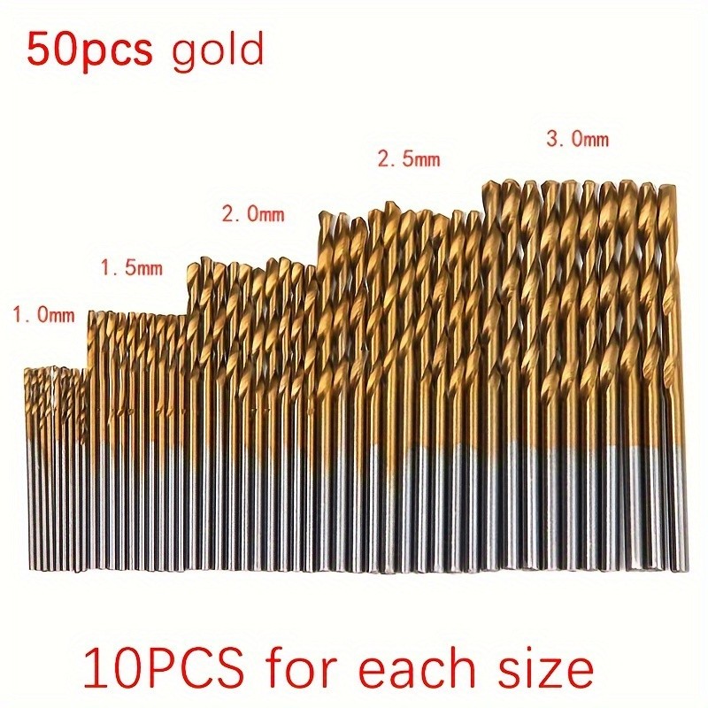 50Pcs Titanium Coated HSS High Speed Steel Drill Bit Set - Industrial Cutting Tools - Drill Bits - Power Tool Accessories