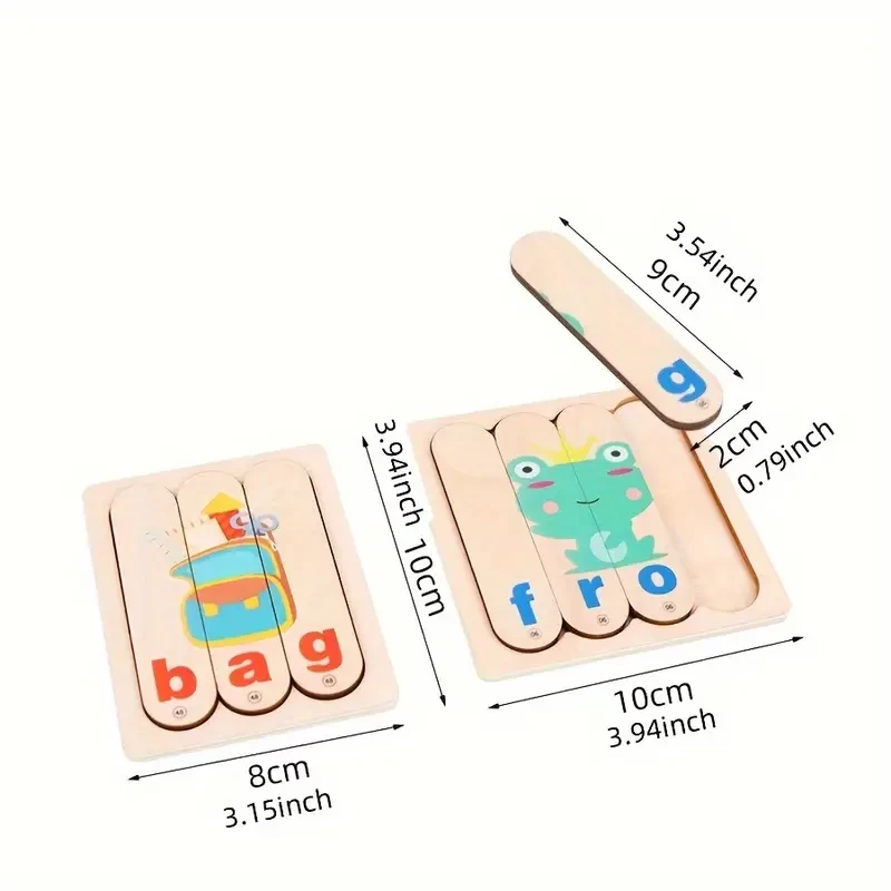 Wooden Educational Puzzle Toy - Double-Sided Bar with English Word Learning, Standard Edition