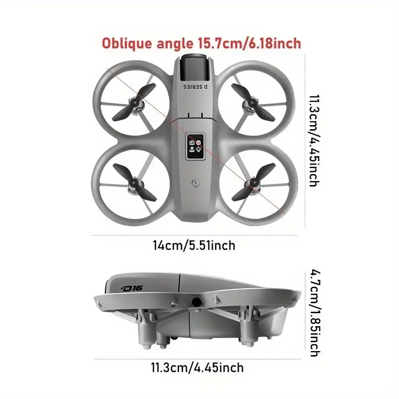 D16 Drone with Dual HD Camera, Propeller Safety Design, 360 Full Protection