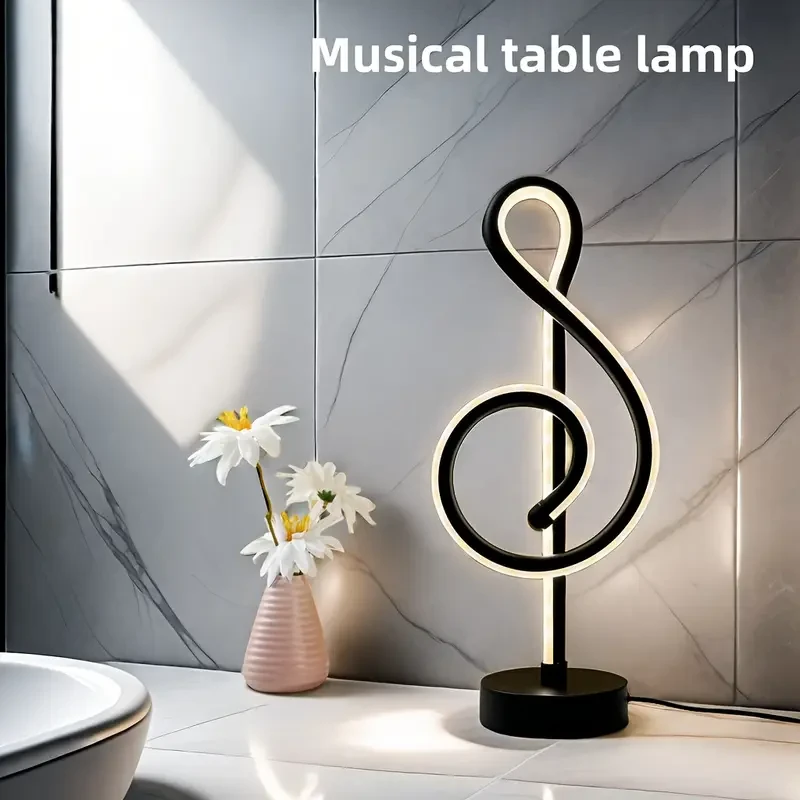 1pc LED Musical Note Table Lamp - Modern Simple Bedroom Bedside Warm Romantic Creative Decorative Table Lamp - Perfect Christmas & Birthday Gift