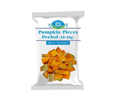 PUMPKIN PIECES PEELED 40-60GM/PC 1KG (FARM FRESH) [FZN]