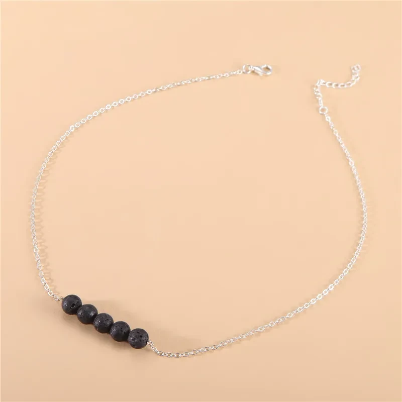 Lava Beads Volcanic Stone Pendant Necklace