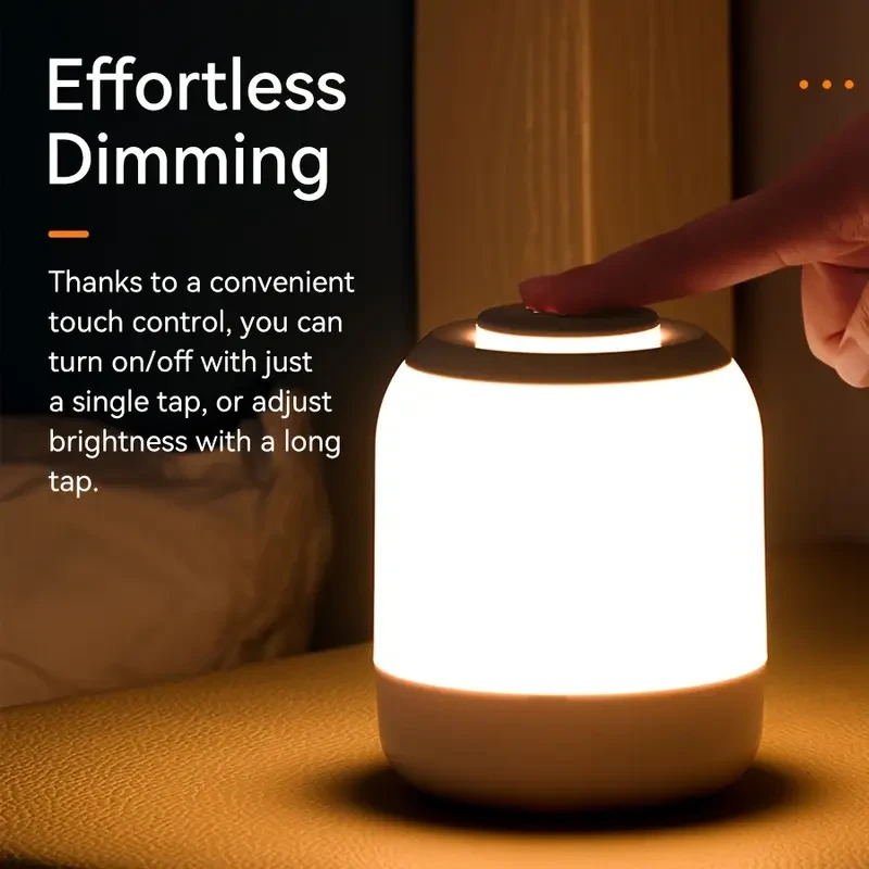 LED Bedside Lamp Rechargeable Table Lamp - Warm and Comforting Glow, Cozy Ambiance, Simple Yet Elegant, Perfect for Bedroom Decor, Compact and Space-Saving Design