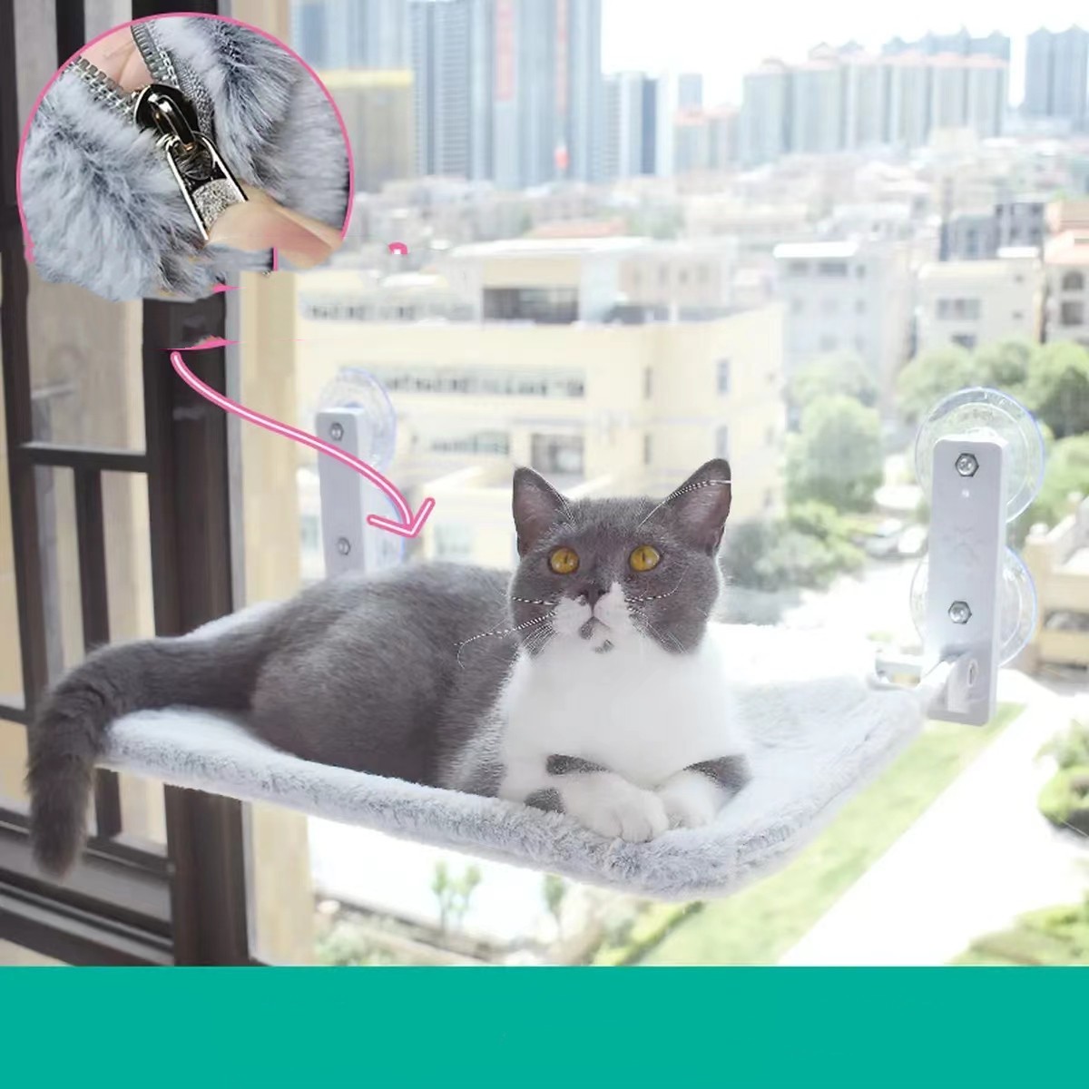 Foldable Cat Window Hammock with Strong Suction Cups