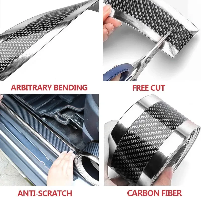 PVC Car Door Sill Protector Tape - Scratch-Resistant Entry Guard Trim (4-Piece Set)