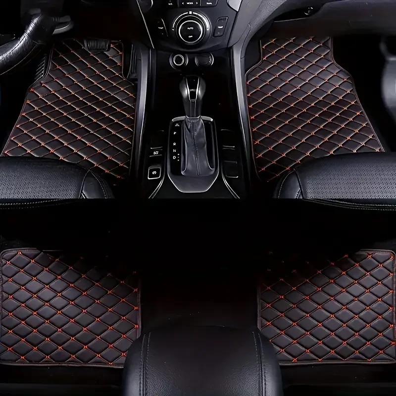 4pcs Premium Leather Car Floor Mats - Universal Fit, Waterproof & Anti-Slip