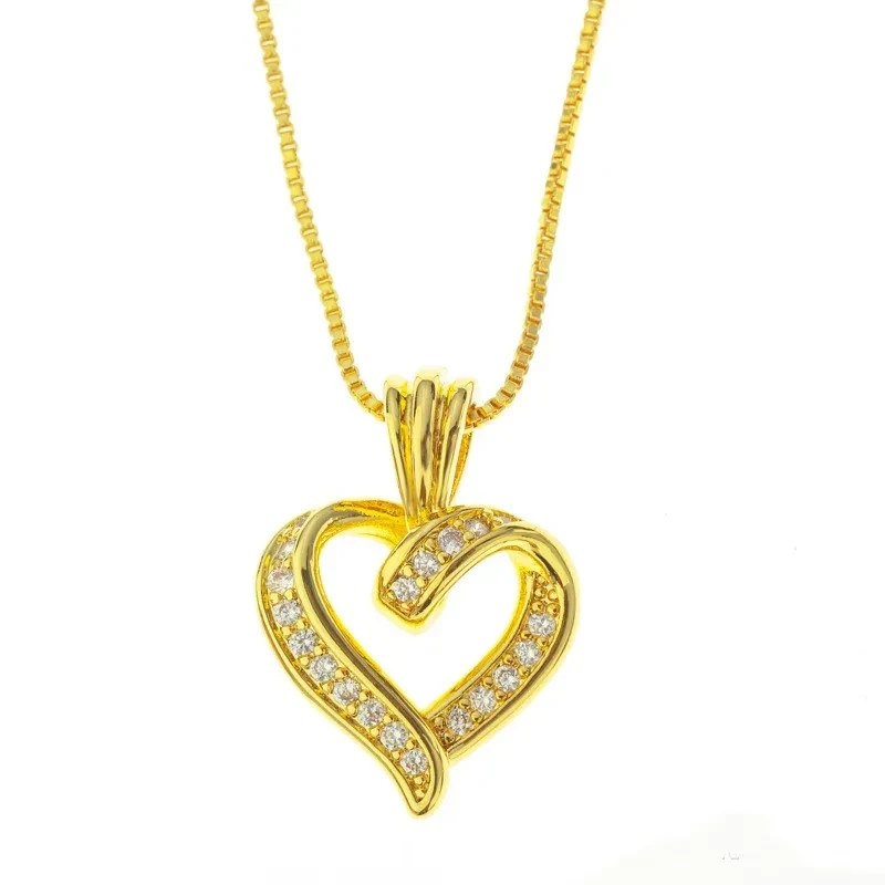 Pendant Intertwined Double Heart Pendant Copper Gold Plated