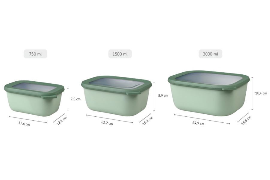 Cirqula Rectangle Large Set 3-Piece Nordic Sage  - Mepal