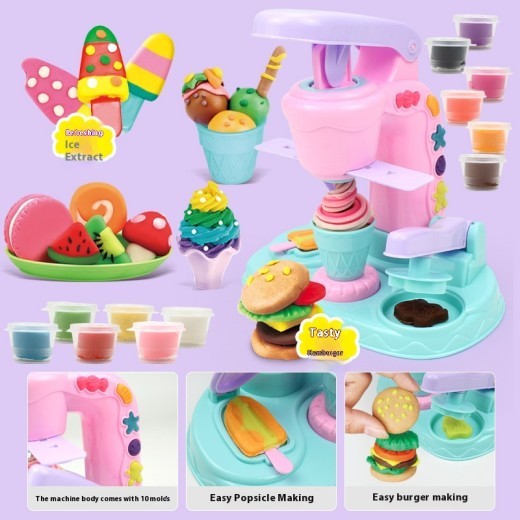 Fun Colored Clay Ice Cream Machine Children's Making Mold Suit Educational Toys