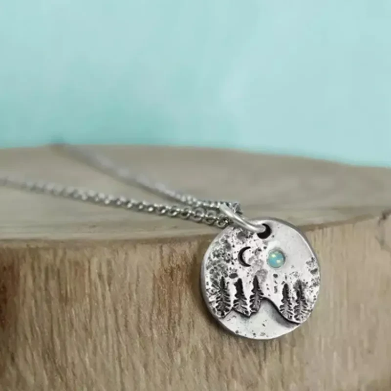 Fashion Nature Mountain Necklace Moonlight Pendant
