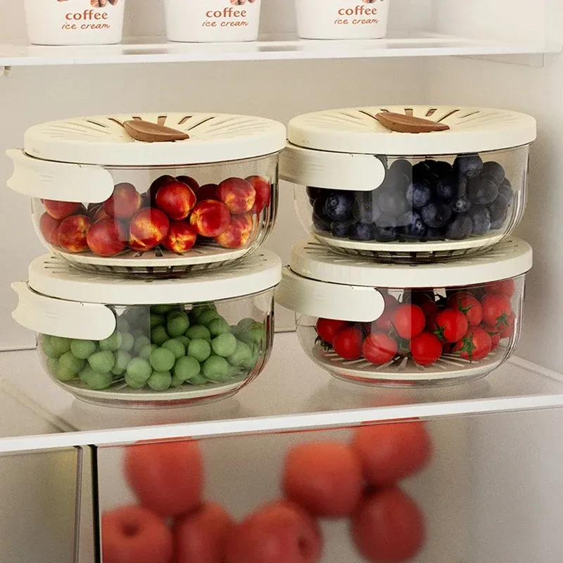 Fruit Drain Basket With Lid Vegetable Washing Bowl