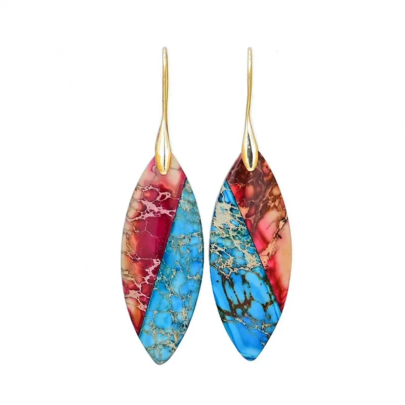 Vintage Colorful Leaf Earrings Elegant Temperament Accessories