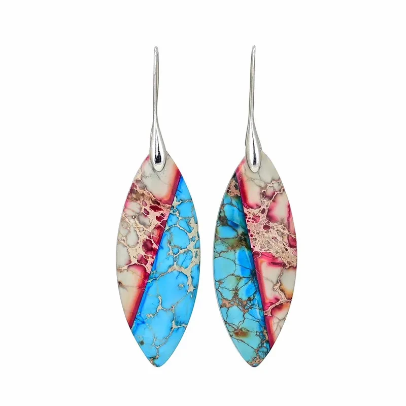 Vintage Colorful Leaf Earrings Elegant Temperament Accessories