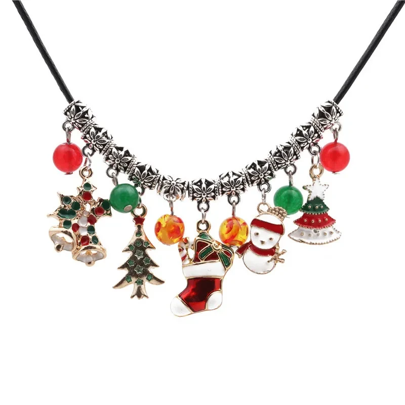 Agate Bead DIY Pendant Snowman Necklace