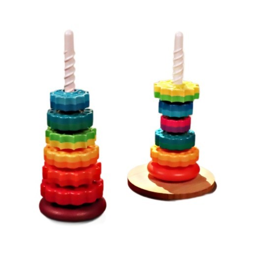 Rainbow Rotating Tower Toy Baby Early Education Intellectual Development Intelligence Ferrule