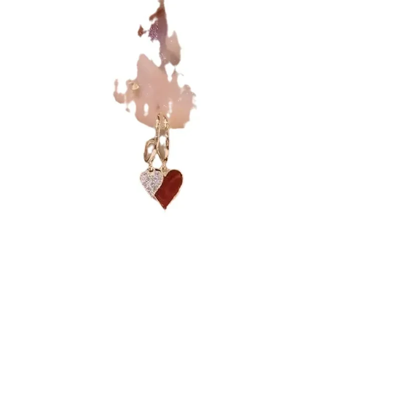 Women's Simple Temperament Red Love Heart Earrings