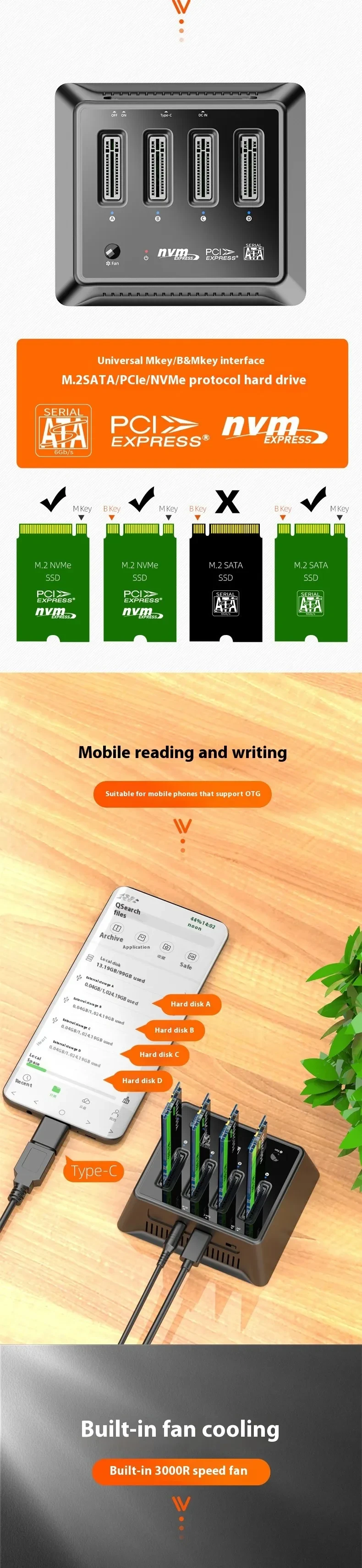 M2 Dual Protocol SSD Solid State Drive Base