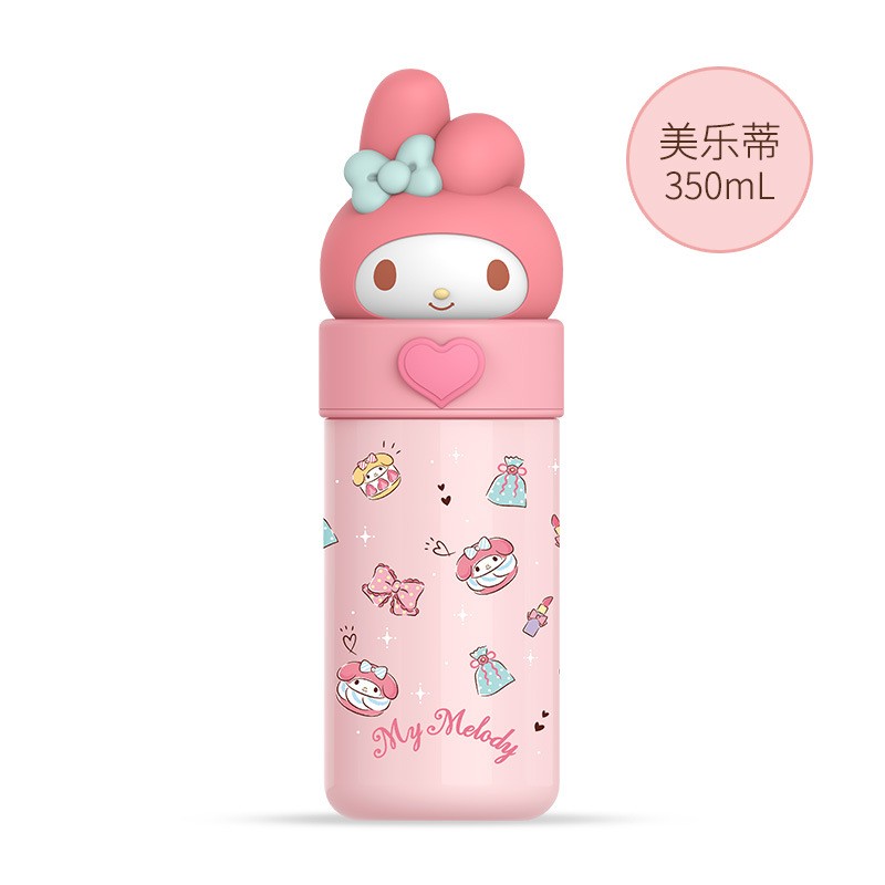 Sanrio Hello Kitty Water Cup 350ML – Kawaii My Melody Thermos Cup, Anime Cartoon Kuromi Juice Cup, Insulated Water Bottle for Kids