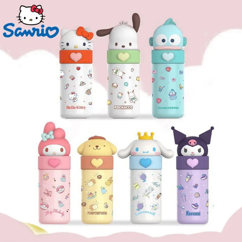 Sanrio Hello Kitty Water Cup 350ML – Kawaii My Melody Thermos Cup, Anime Cartoon Kuromi Juice Cup, Insulated Water Bottle for Kids