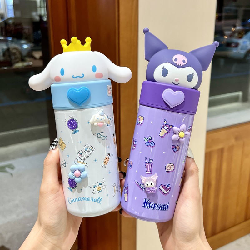 Sanrio Hello Kitty Water Cup 350ML – Kawaii My Melody Thermos Cup, Anime Cartoon Kuromi Juice Cup, Insulated Water Bottle for Kids