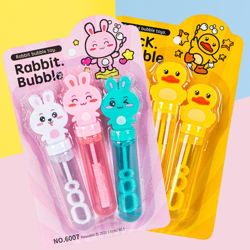 Cartoon Mini Bubble Sticks - Duck, Dinosaur, and Rabbit Bubble Toys for Kids