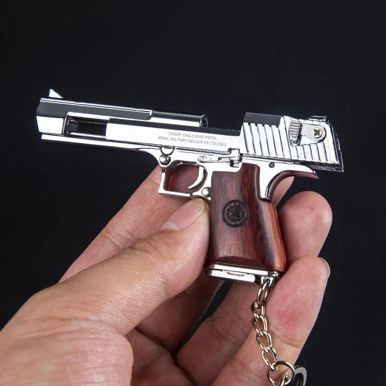 Solid Wood Handle Metal Model Toys Keychain Pendant