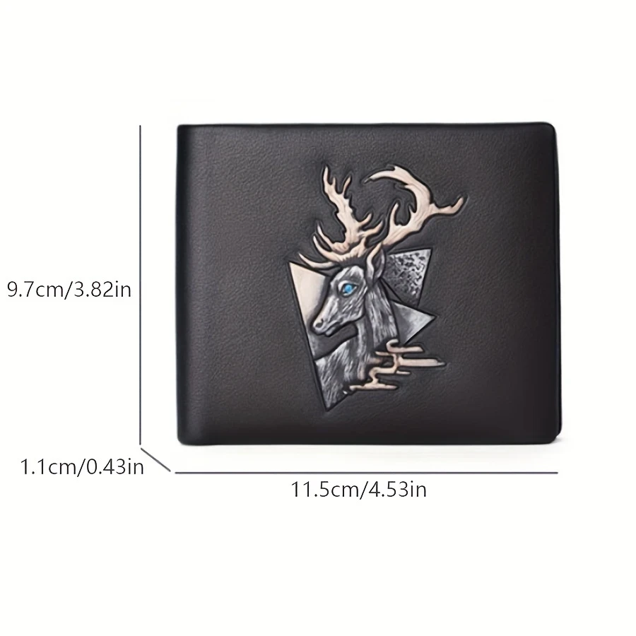 BISON DENIM Vintage Black Genuine Leather Wallet