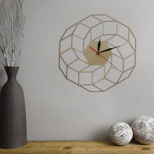 Wooden Geometric Spiral Decoration Wall Clock