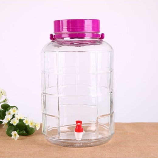Red Glass Bubble Wine Bottle Plastic Faucet