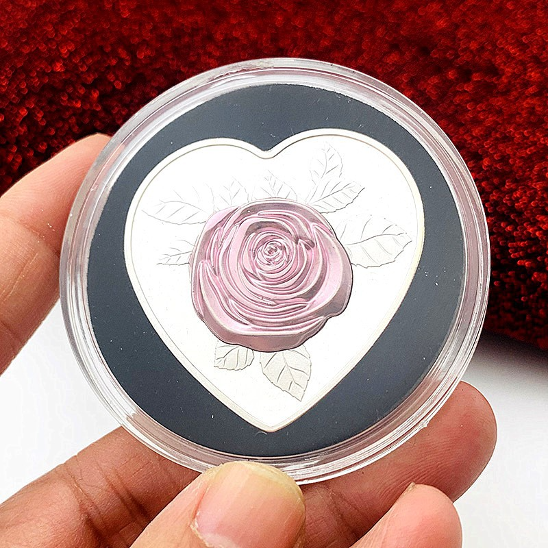 Fashion Rose Embossed Silver Medallion