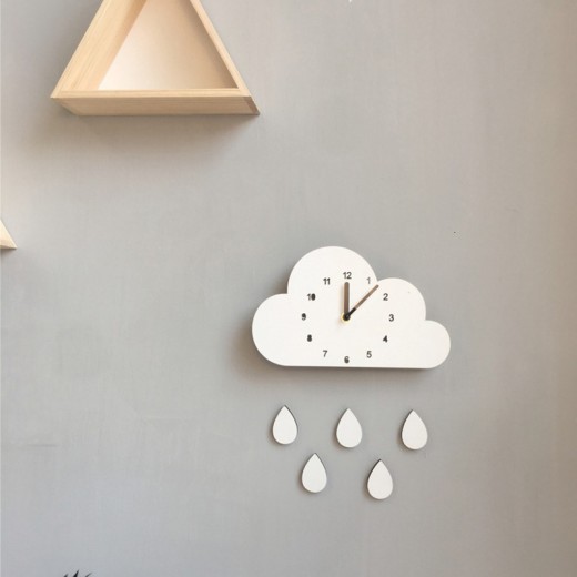 Cloud drop silent clock wall decoration