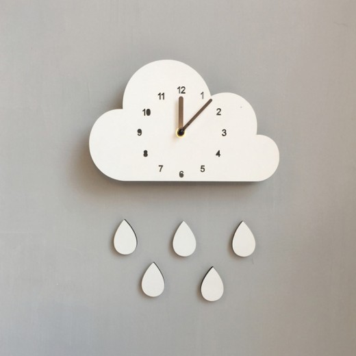 Cloud drop silent clock wall decoration