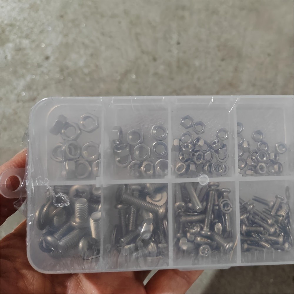 320pcs Stainless Steel SS304 Screws Assortment Kit, An Head Screws Nuts Bolts M2 M2.5 M3 M4 M5 Metric Nut and Bolt Set