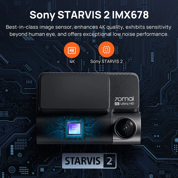 70mai Dash Cam 4K A810 with Sony STARVIS 2 IMX678, 4G LTE & Dual HDR Supported