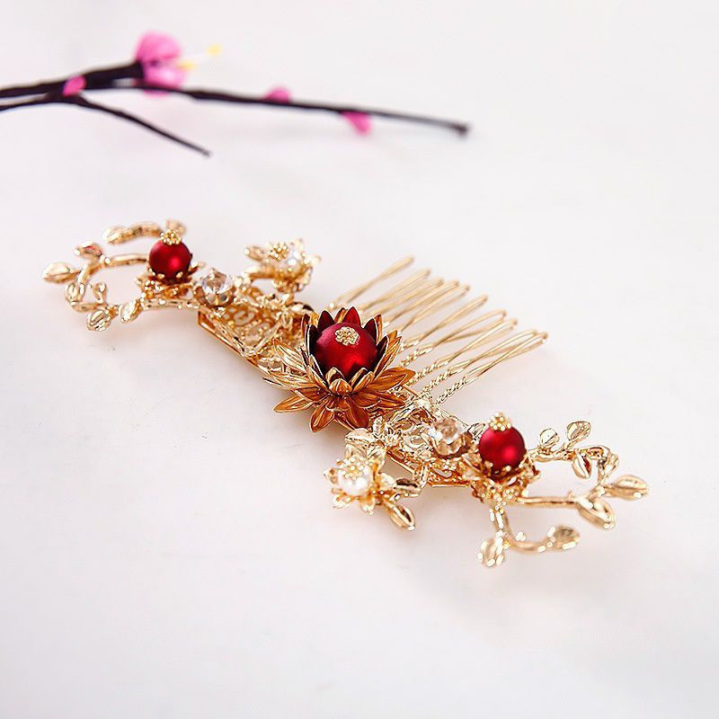Bridal Headdress Ancient Costume Red Hair Chinese Dress Accessories